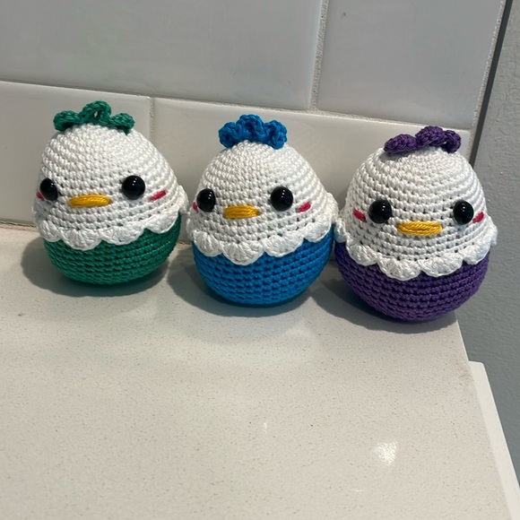 Hand Crafted Other - Handcrafted Spring Chicken Crochet Home Decor Easter Egg Summer Spring Set of 3